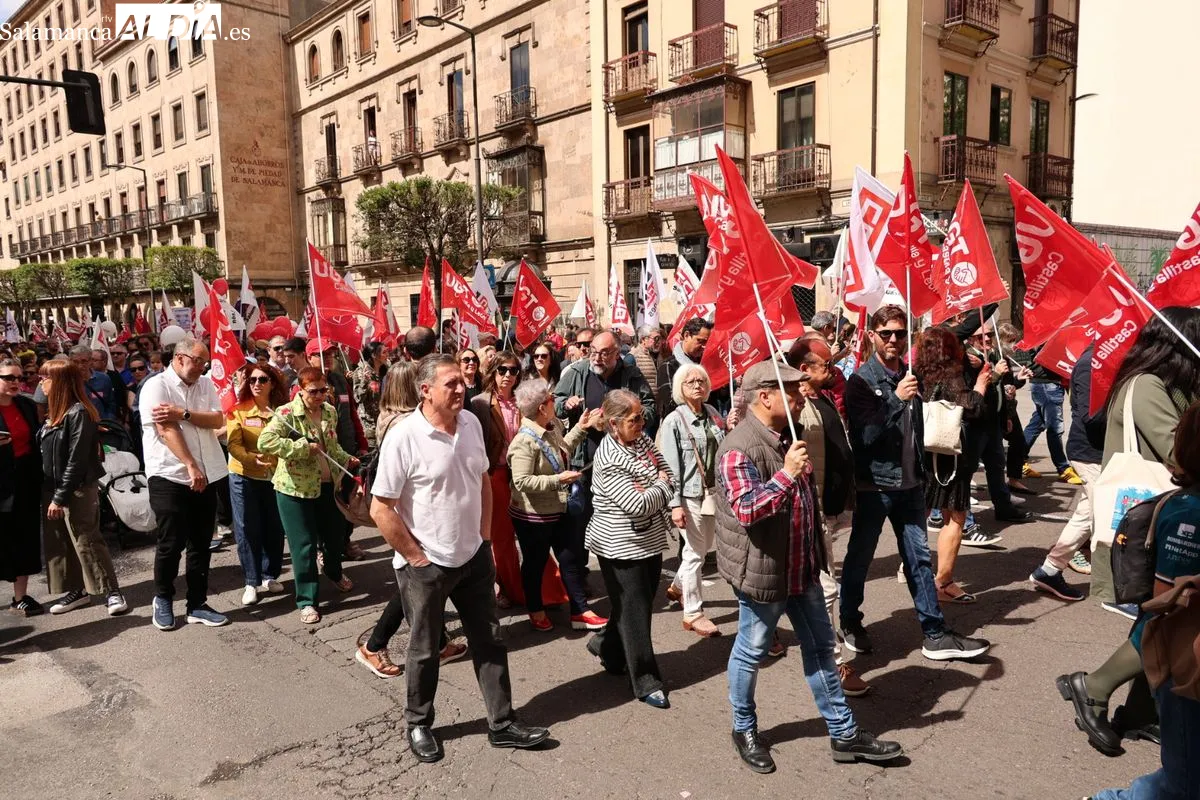 Manifestación por el 1 de Mayo en Salamanca. Fotos: David Sañudo
