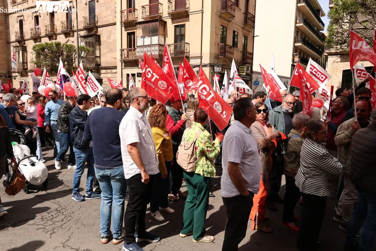Manifestación por el 1 de Mayo en Salamanca. Fotos: David Sañudo