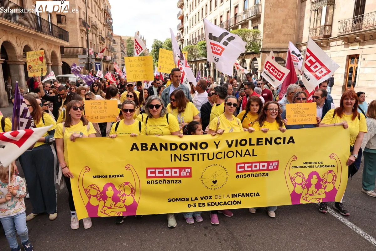 Manifestación por el 1 de Mayo en Salamanca. Fotos: David Sañudo