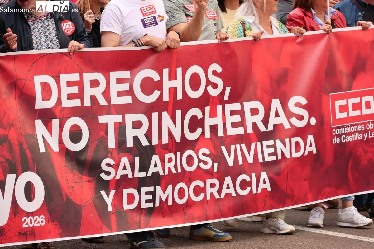 Manifestación por el 1 de Mayo en Salamanca. Fotos: David Sañudo