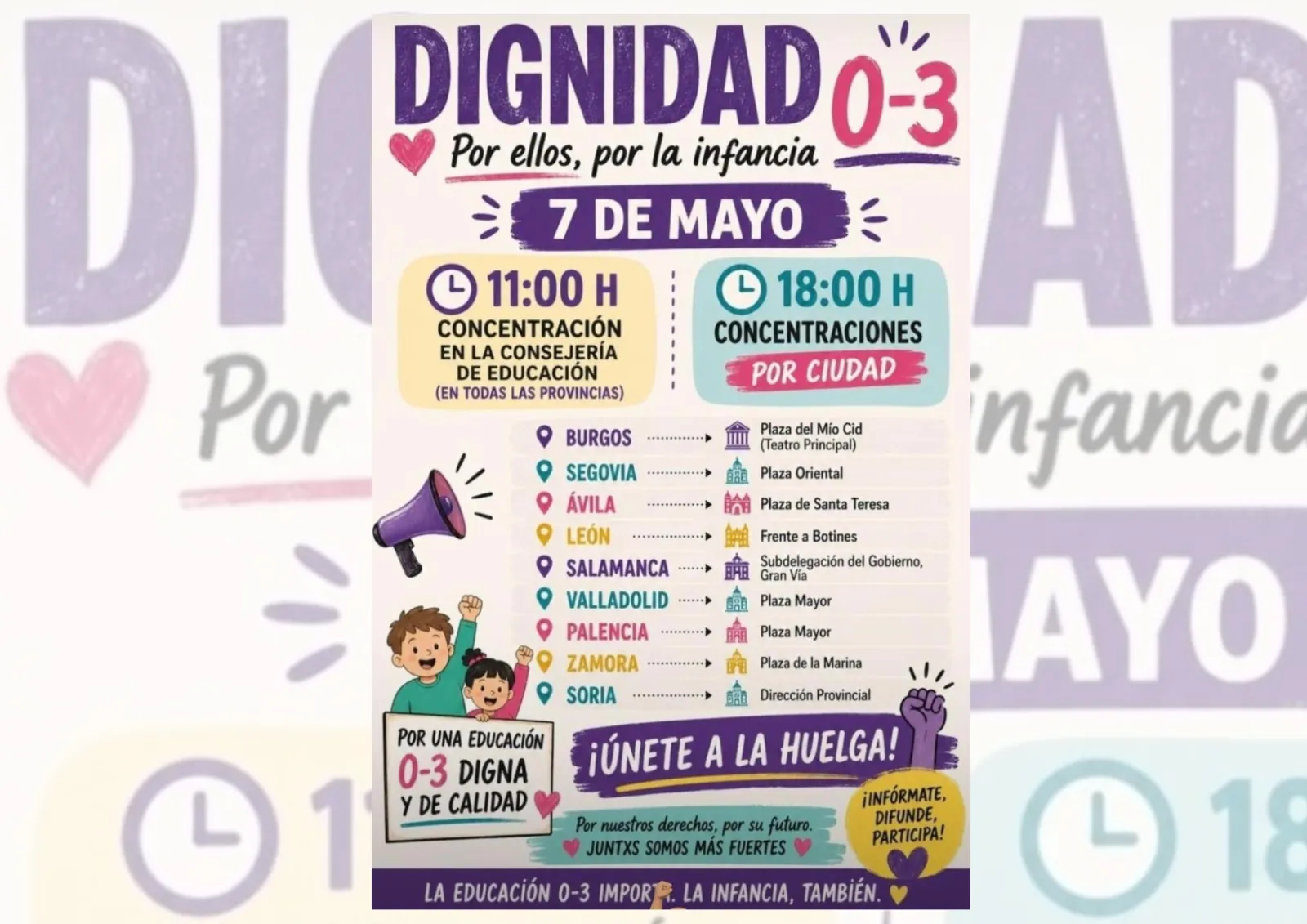 Horarios de las protestas de educadoras en Salamanca