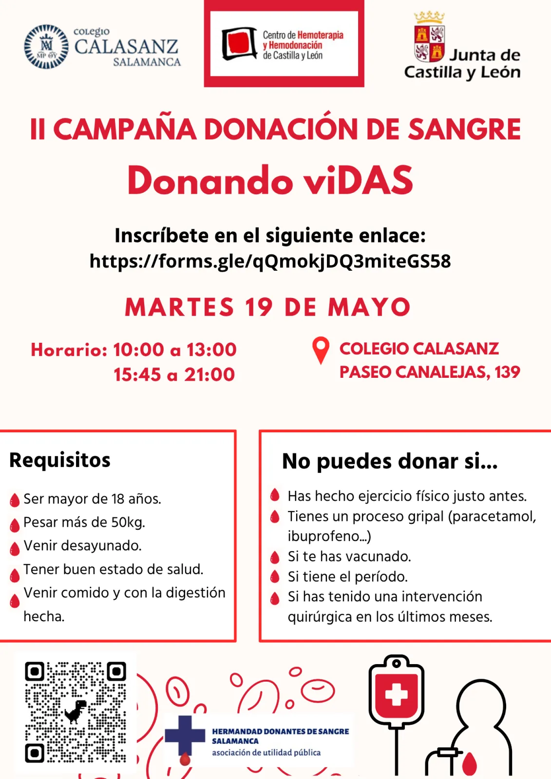 El Colegio Calasanz organiza una donación de sangre abierta a toda Salamanca