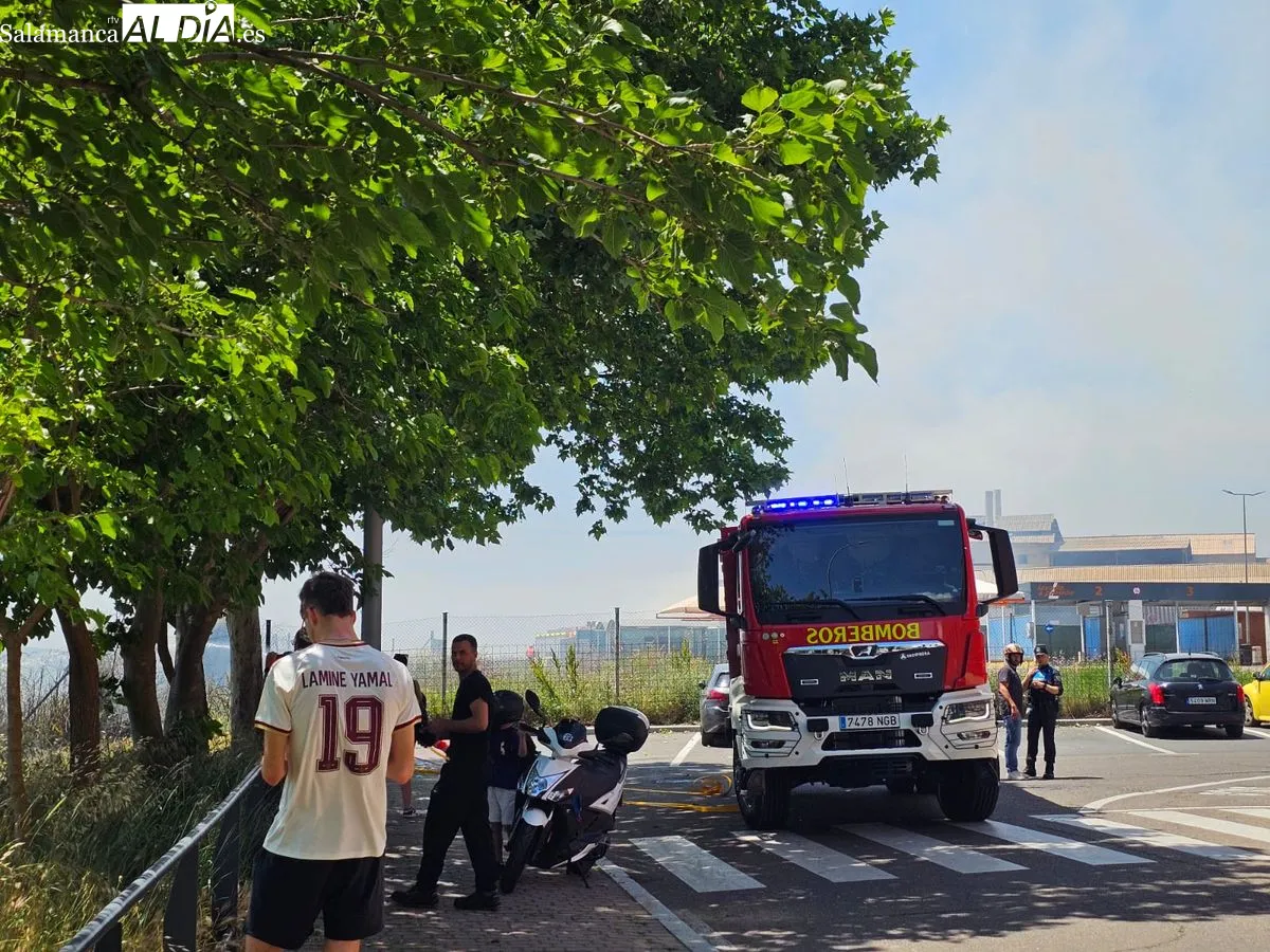 VÍDEO y FOTOS | Controlado y extinguido el  incendio entre la trasera de la fábrica de Mirat y el río Tormes