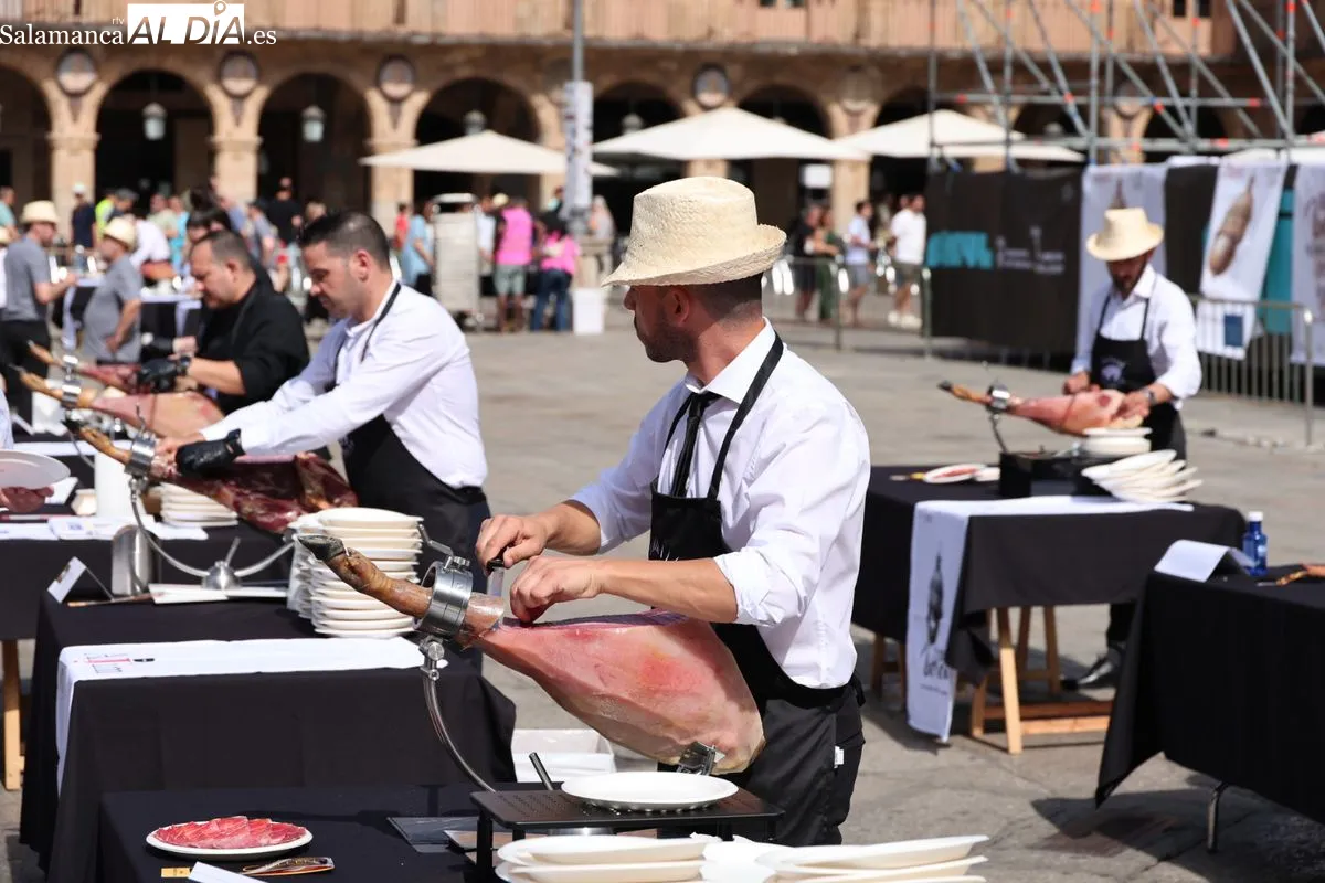 Cerca de cien cortadores de jamón ibérico se dan cita en la Plaza Mayor de Salamanca | FOTOS: David Sañudo 