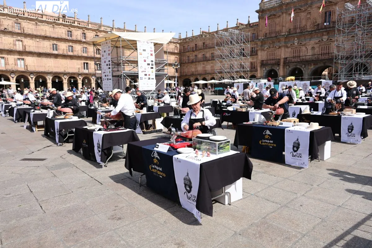 Cerca de cien cortadores de jamón ibérico se dan cita en la Plaza Mayor de Salamanca | FOTOS: David Sañudo 