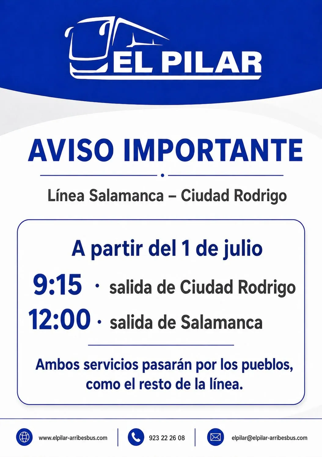Foto 2 - Autobuses El Pilar modifica el trayecto de dos de sus viajes a partir del 1 de julio 