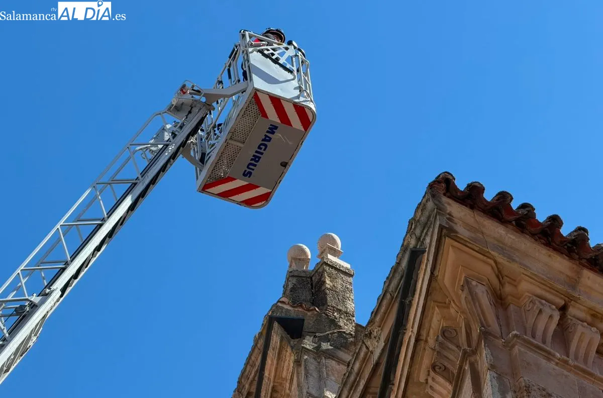 Bomberos  en la calle Cervantes. Foto V. M.