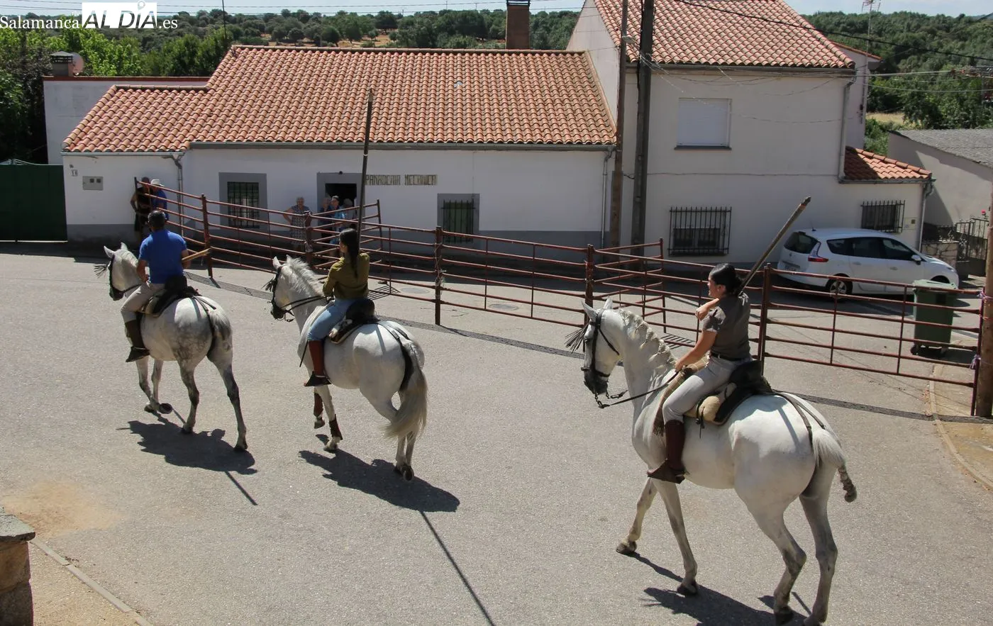 Encierro a caballo en Bogajo con reses de Hros. de Dionisio Rodríguez
