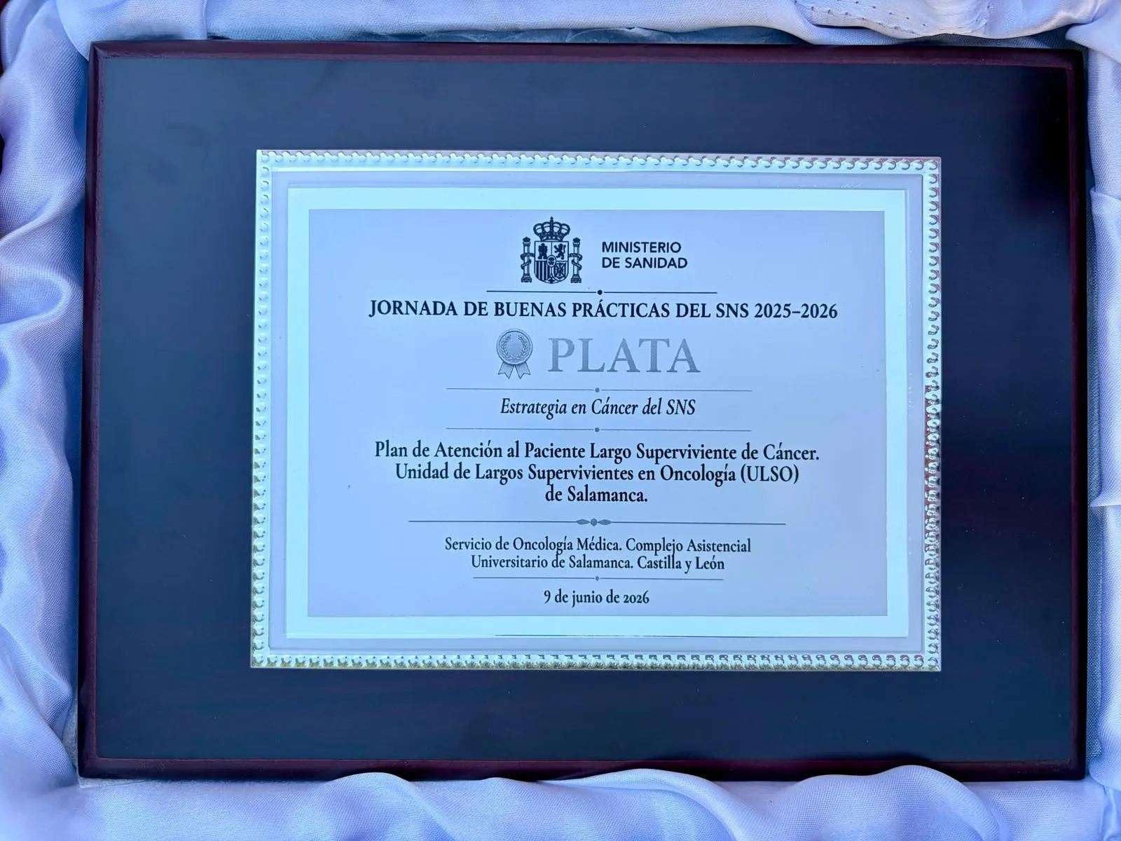 Foto 2 - El hospital de Salamanca recibe un premio nacional por su atenci&oacute;n a largos supervivientes de c&aacute;ncer