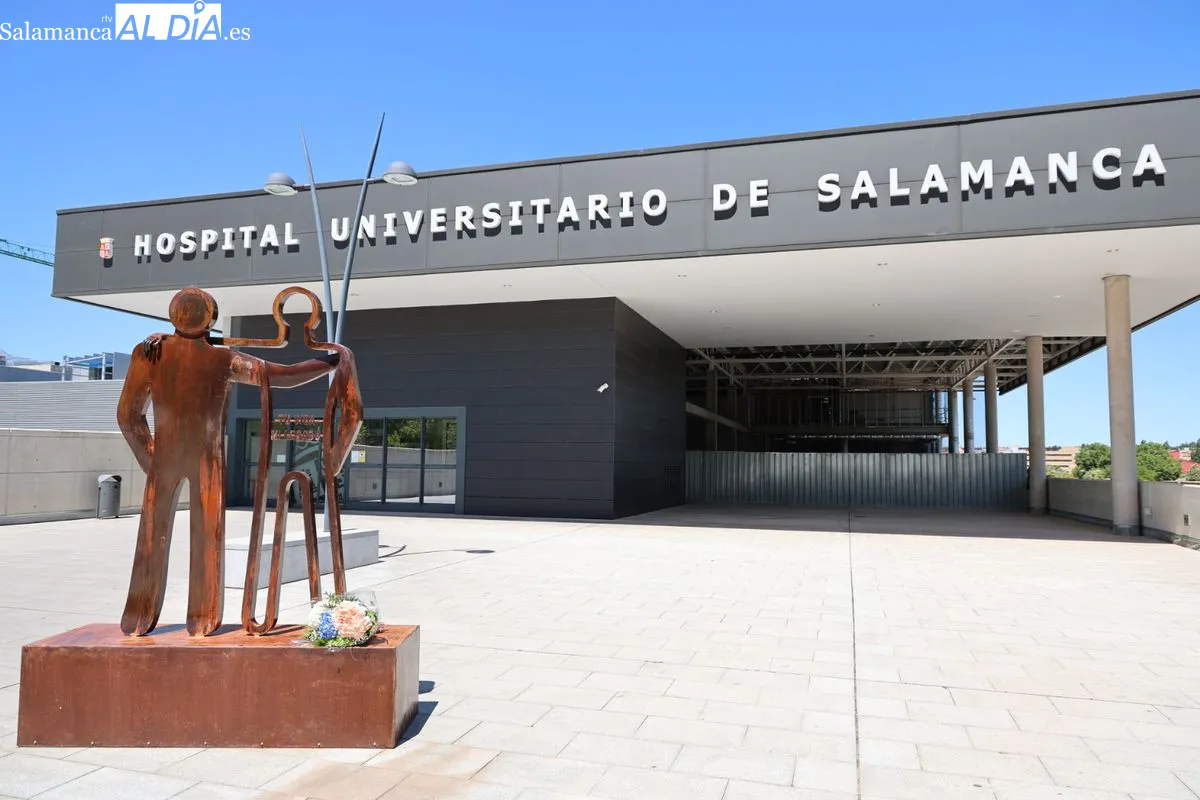 Inauguración junto al Hospital de la escultura 'Tu vida, mi legado', una iniciativa de ALCER para homenajear de forma permanente a los donantes de órganos y tejidos y a sus familias. Foto de David Sañudo