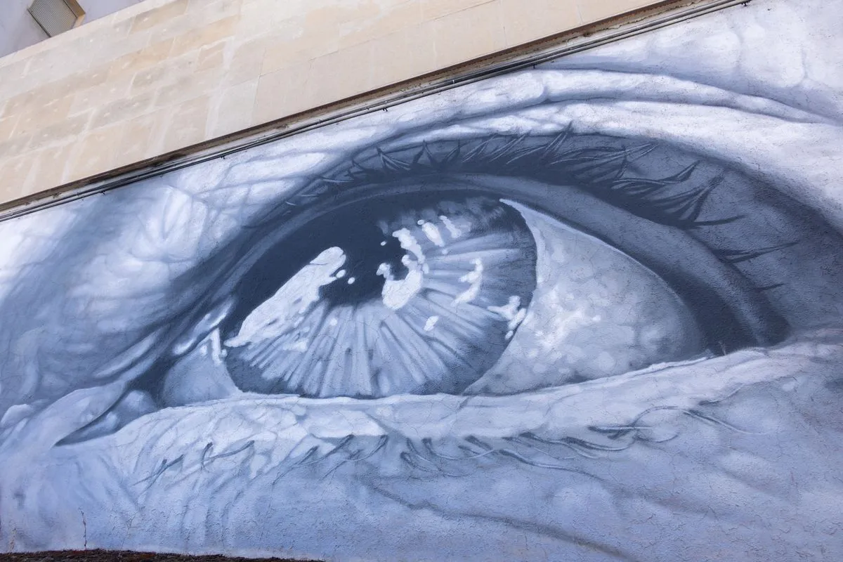 Parte del mural de la calle de túnel de la TV, Salamanca