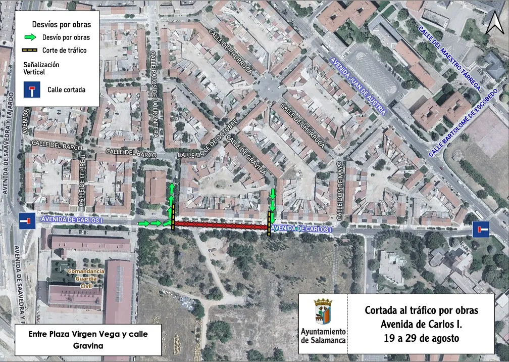 Cortes de tráfico por obras en Salamanca: calles afectadas