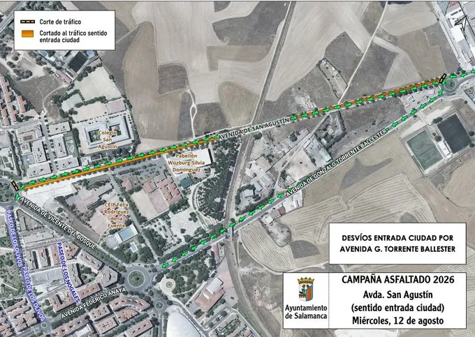 Corte de tráfico en la avenida de San Agustín de Salamanca