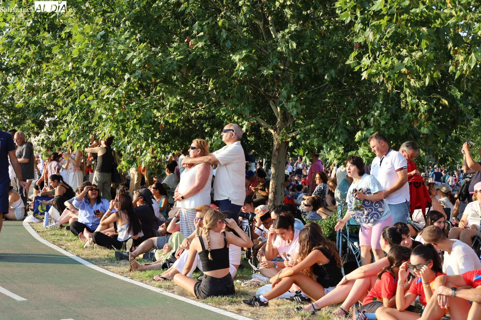 Salmantinos viven el eclipse en el parque de Nebrija. Fotos: Miguel González