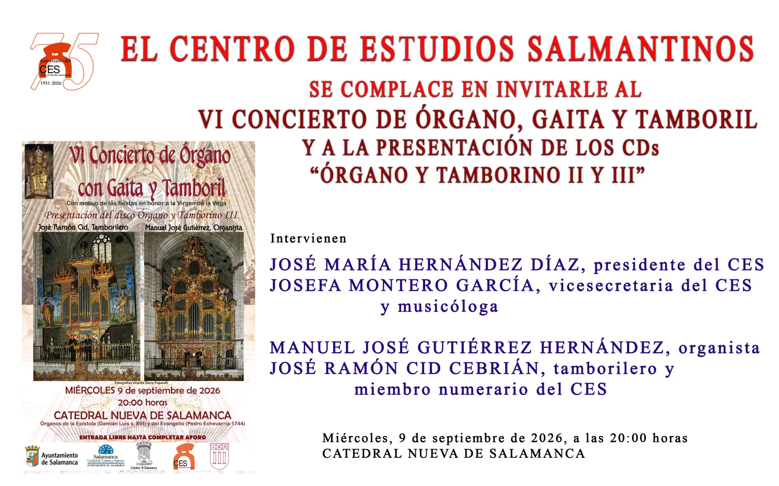 Foto 2 - Entrada libre para este concierto de &oacute;rgano y tamboril en la Catedral Nueva