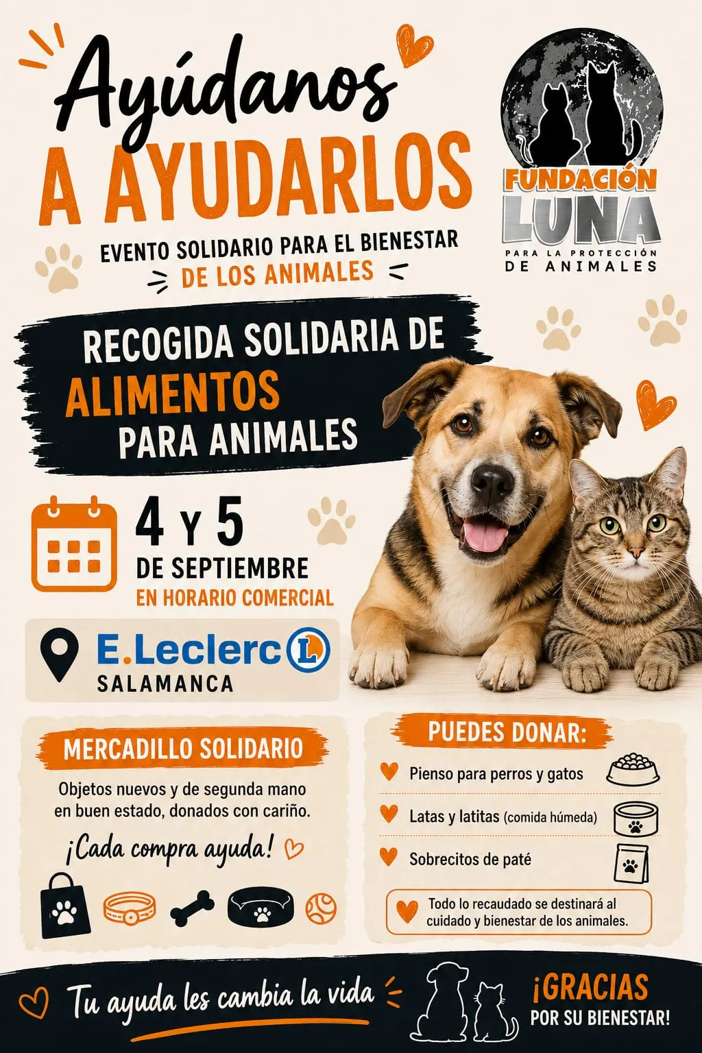 Foto 2 - E.Leclerc y Fundaci&oacute;n Luna recogen alimentos para animales sin hogar