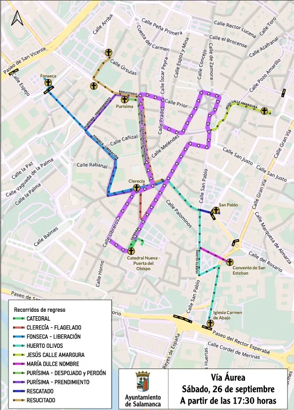 Cortes de tráfico en Salamanca este sábado por la procesión Vía Áurea