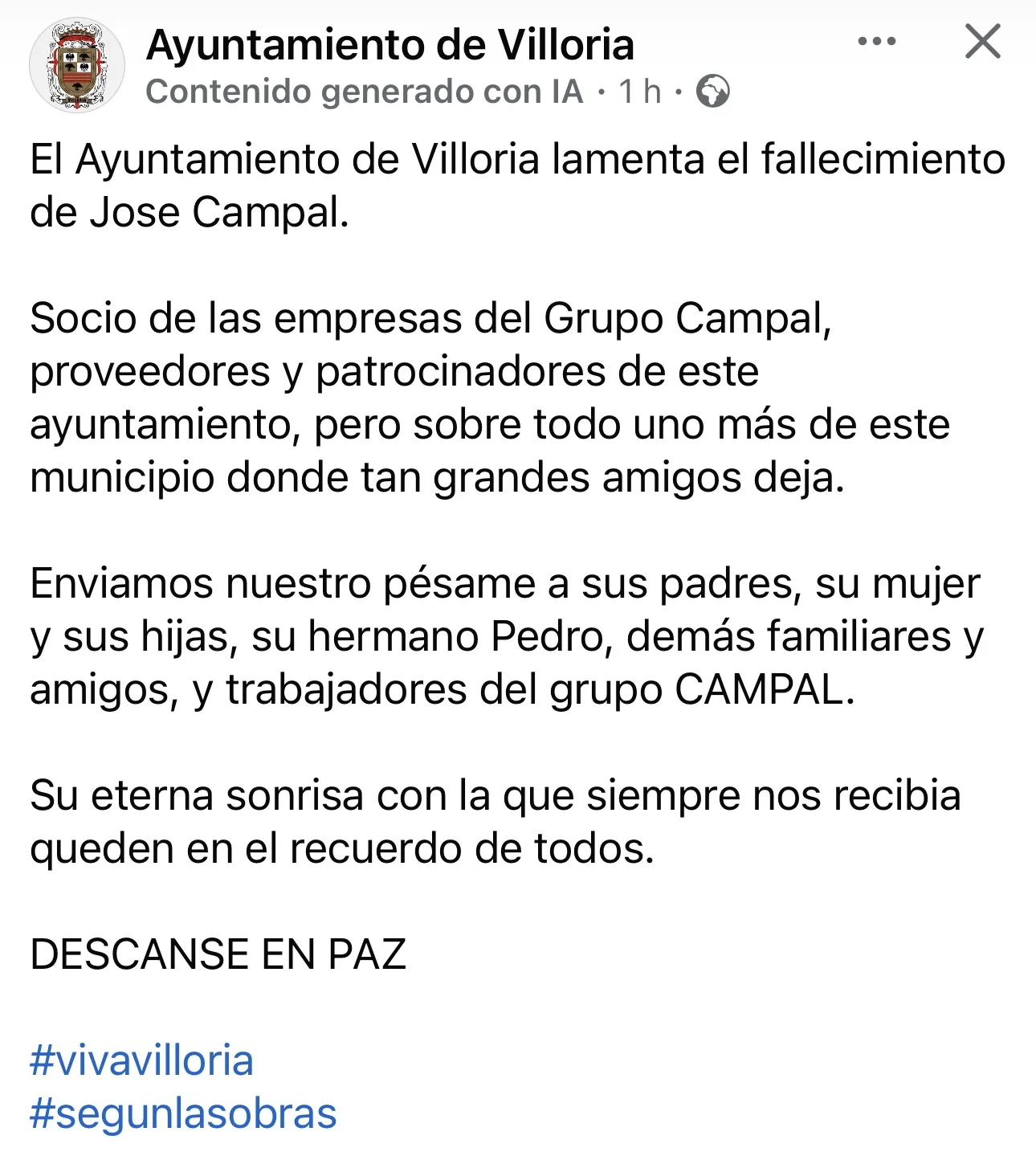Foto 2 - Dolor, conmoci&oacute;n y reacciones en Las Villas y en toda la provincia por la muerte del empresario Jos&eacute; Antonio Campal