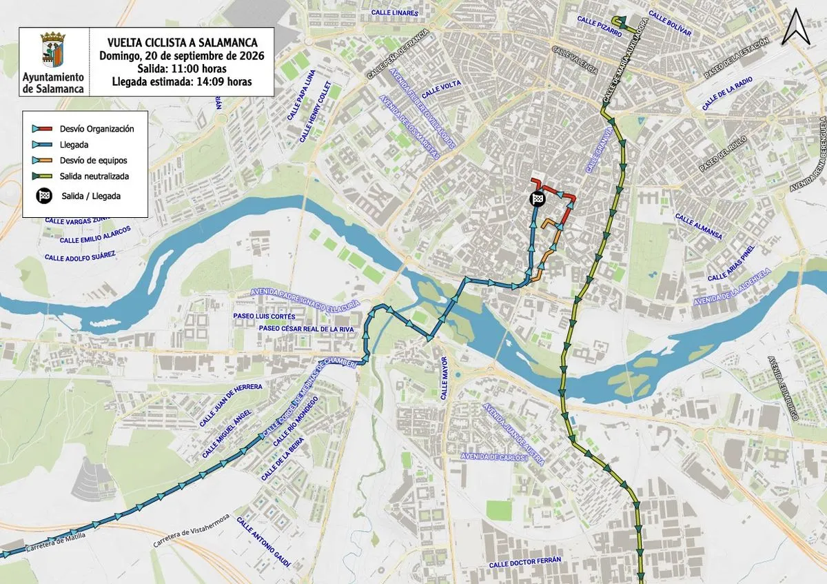 Cortes de tráfico en Salamanca este domingo por la Vuelta Ciclista