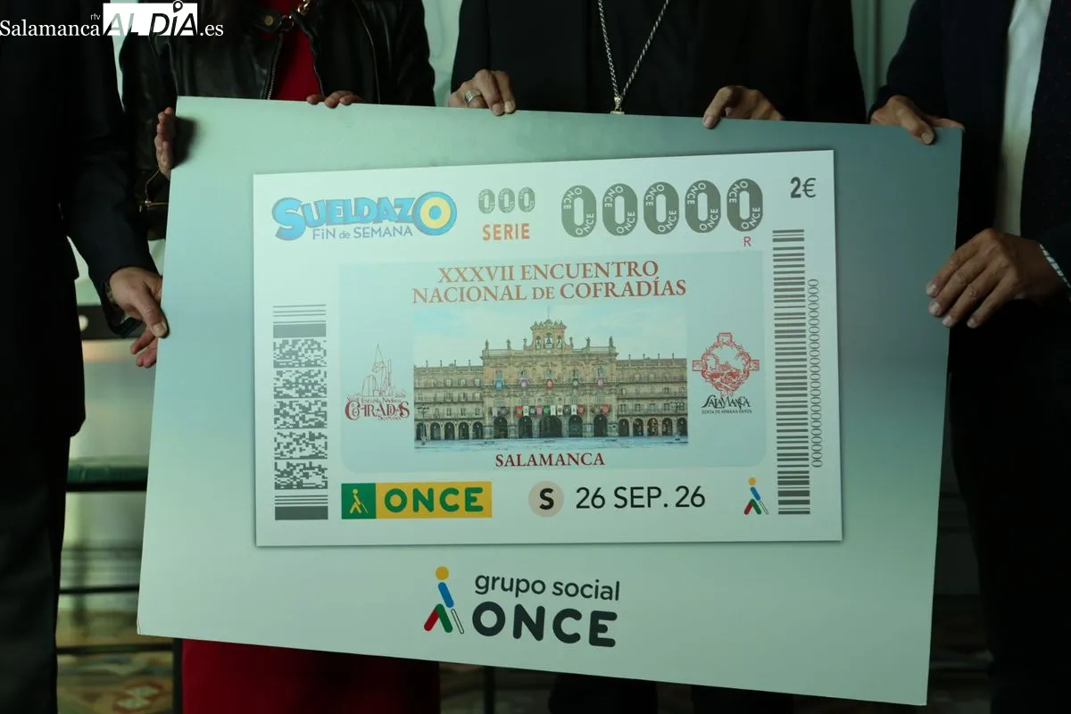 Presentación en la Casa Lis del nuevo cupón de la ONCE dedicado al Encuentro Nacional de Cofradías de Salamanca. Foto de David Sañudo