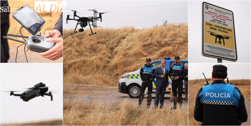VÍDEO y FOTOS | Drones de la Policía Local vigilan el tráfico y los vertidos de escombros en Salamanca