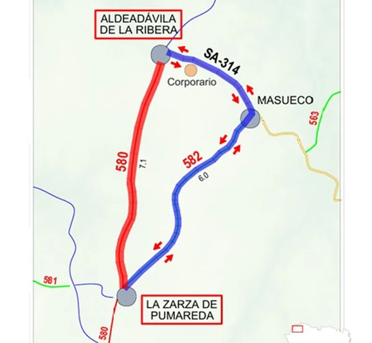 Corte de tráfico en la DSA-580 entre Aldeadávila y La Zarza