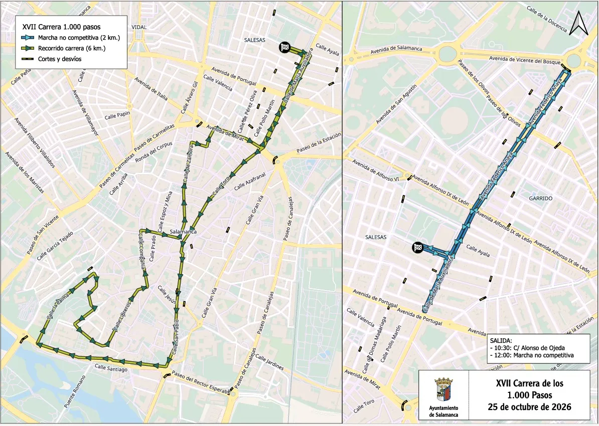 Cortes de tráfico para este domingo por la Carrera de los 1.000 Pasos