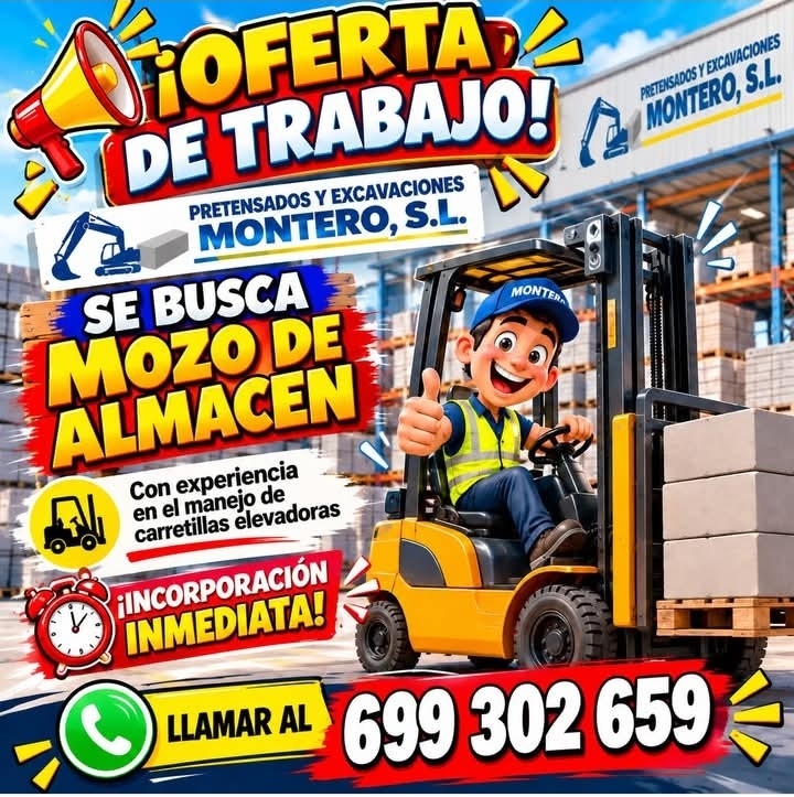Oferta de empleo en Ciudad Rodrigo: vacante para mozo de almacén e incorporación inmediata