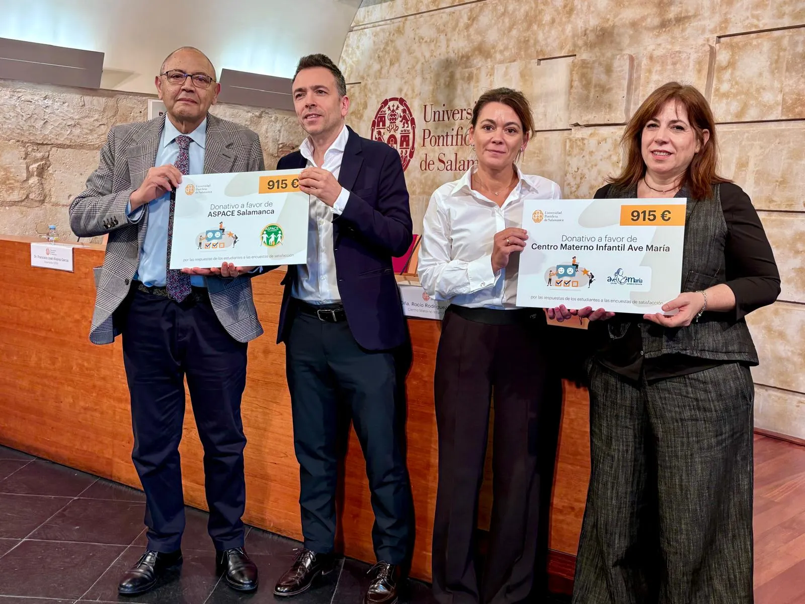 La UPSA dona 1.830 euros a ASPACE Salamanca y al Centro Materno Infantil Ave María