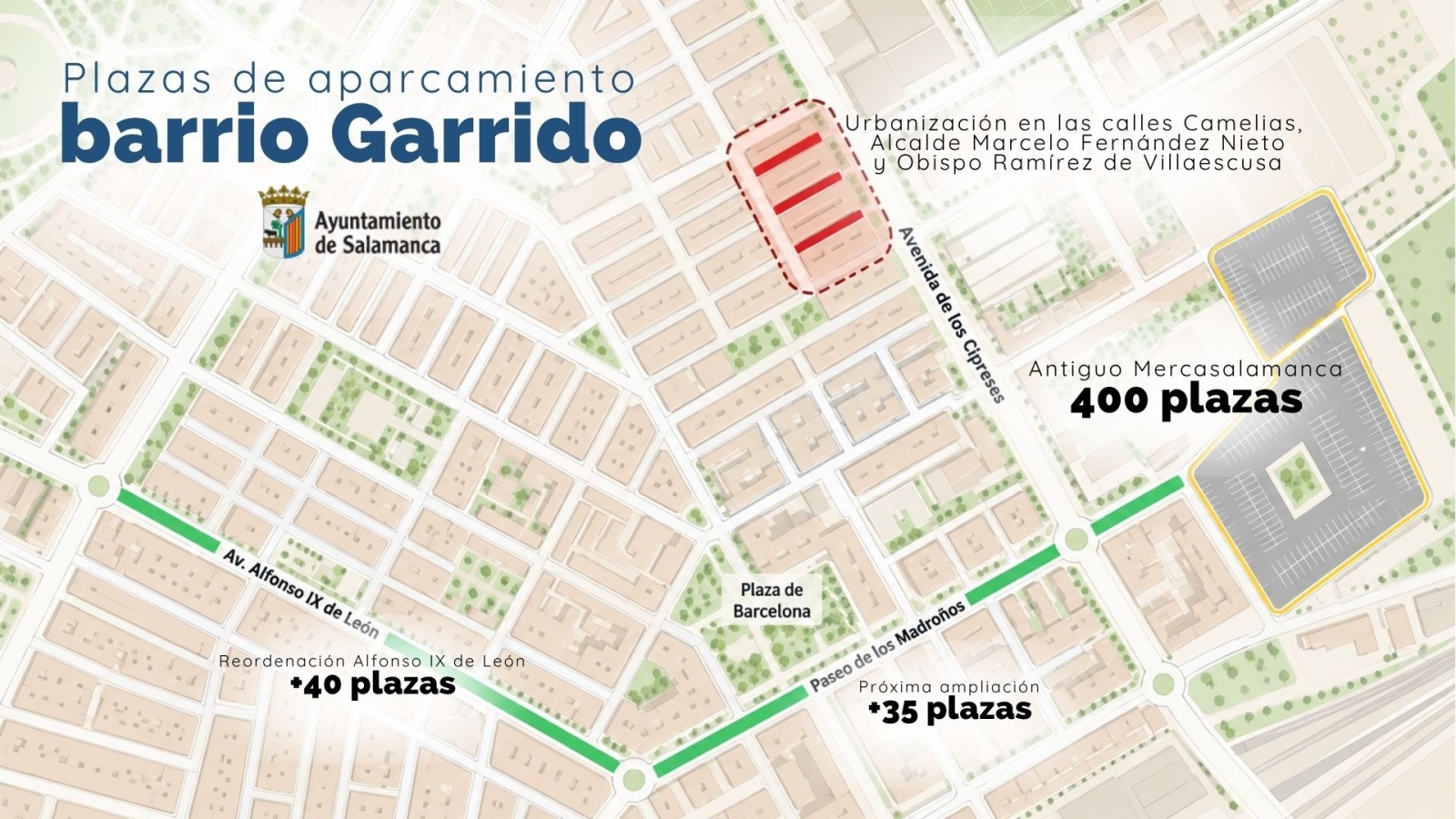 Un total de 400 plazas de estacionamiento gratuito para los vecinos de Garrido en el antiguo Mercasalamanca