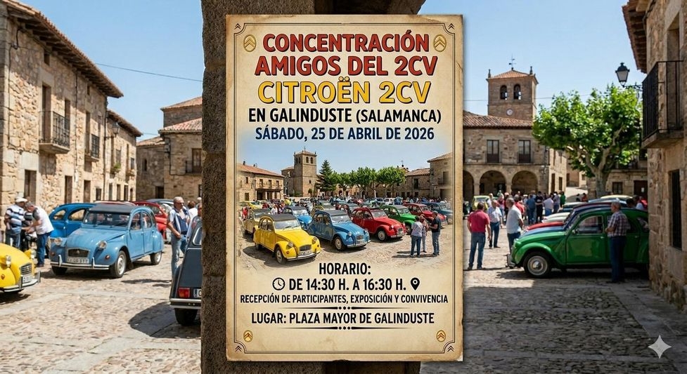 Concentración de clásicos Citroën 2CV en Galinduste