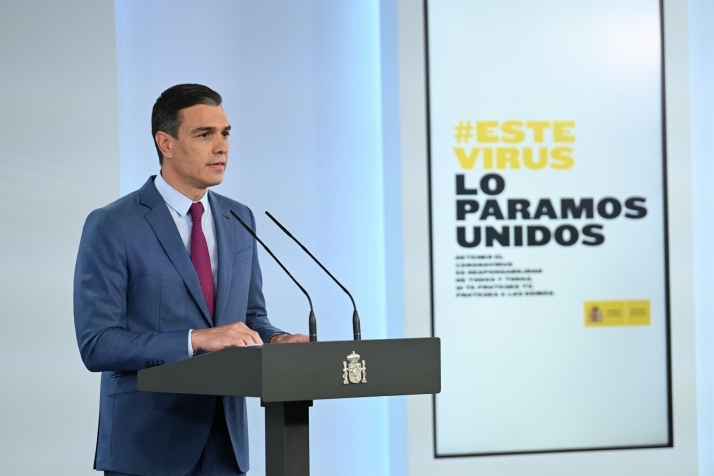 El presidente del Gobierno, Pedro Sánchez, durante su comparecencia. Foto: EP