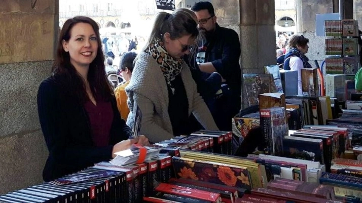 Soledad Gómez, presidenta de los comerciantes de CONFAES (ASECOV) y librera