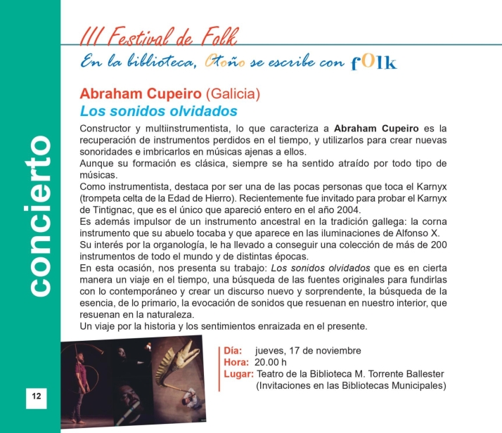 El III Festival de Folk y el III Sal&oacute;n del Libro Infantil y Juvenil, entre las novedades del programa de la red de bibliotecas para el &uacute;ltimo trimestre | Imagen 11