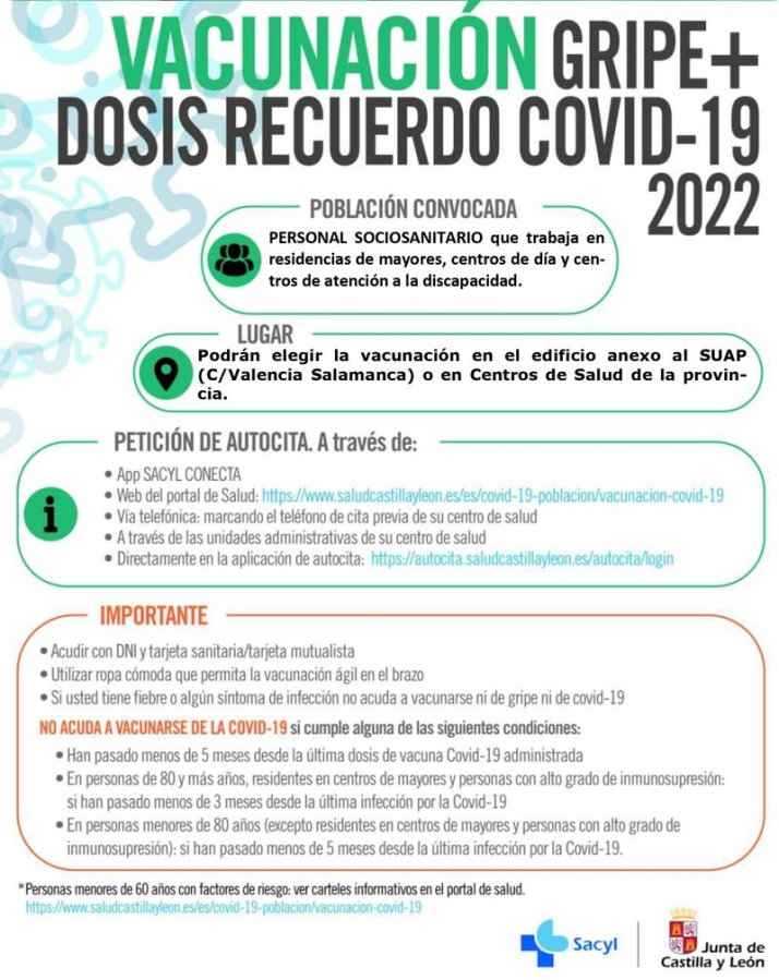 Autocita para que el personal de centros sociosanitarios reciba la dosis de recuerdo contra el covid y la vacuna de la gripe | Imagen 1