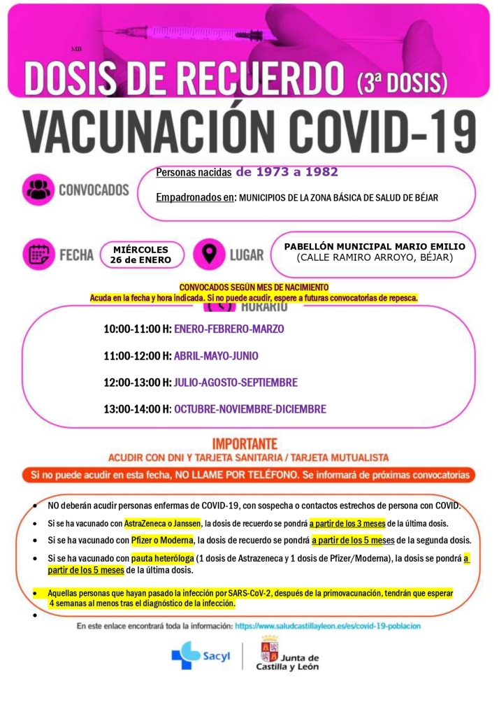 Convocatorias para administrar la dosis de refuerzo en el Multiusos S&aacute;nchez Para&iacute;so para nacidos en 1982 | Imagen 2