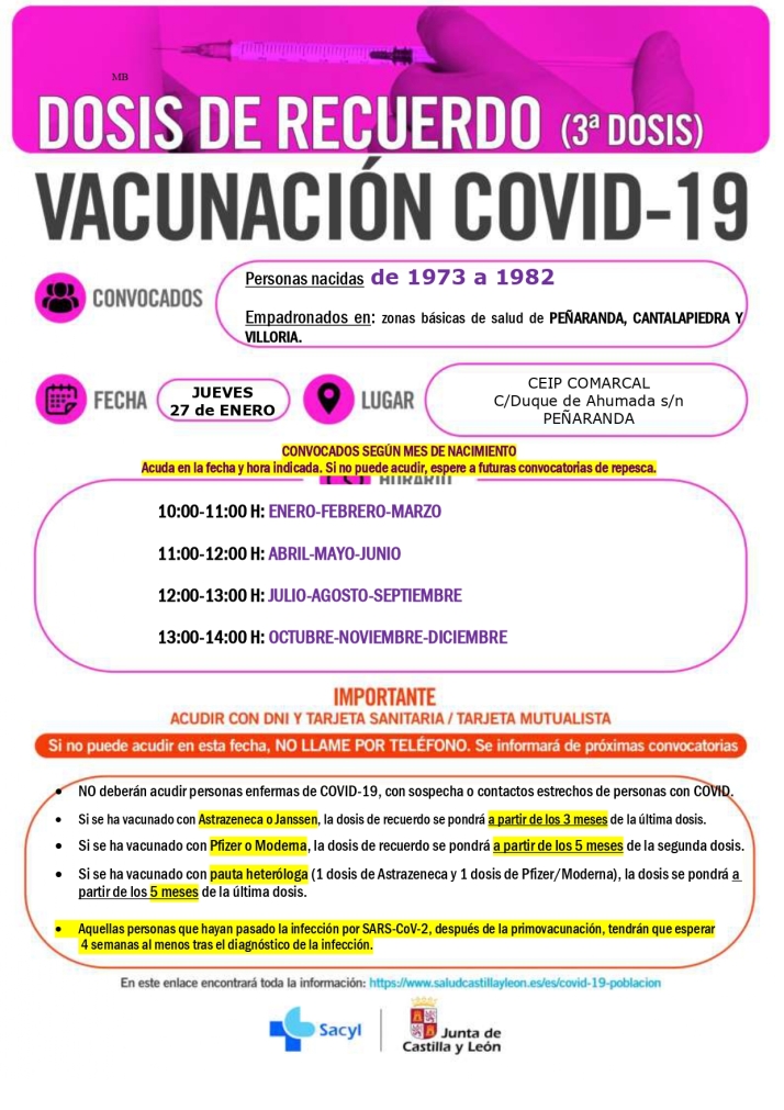 Convocatorias para administrar la dosis de refuerzo en el Multiusos S&aacute;nchez Para&iacute;so para nacidos en 1982 | Imagen 4