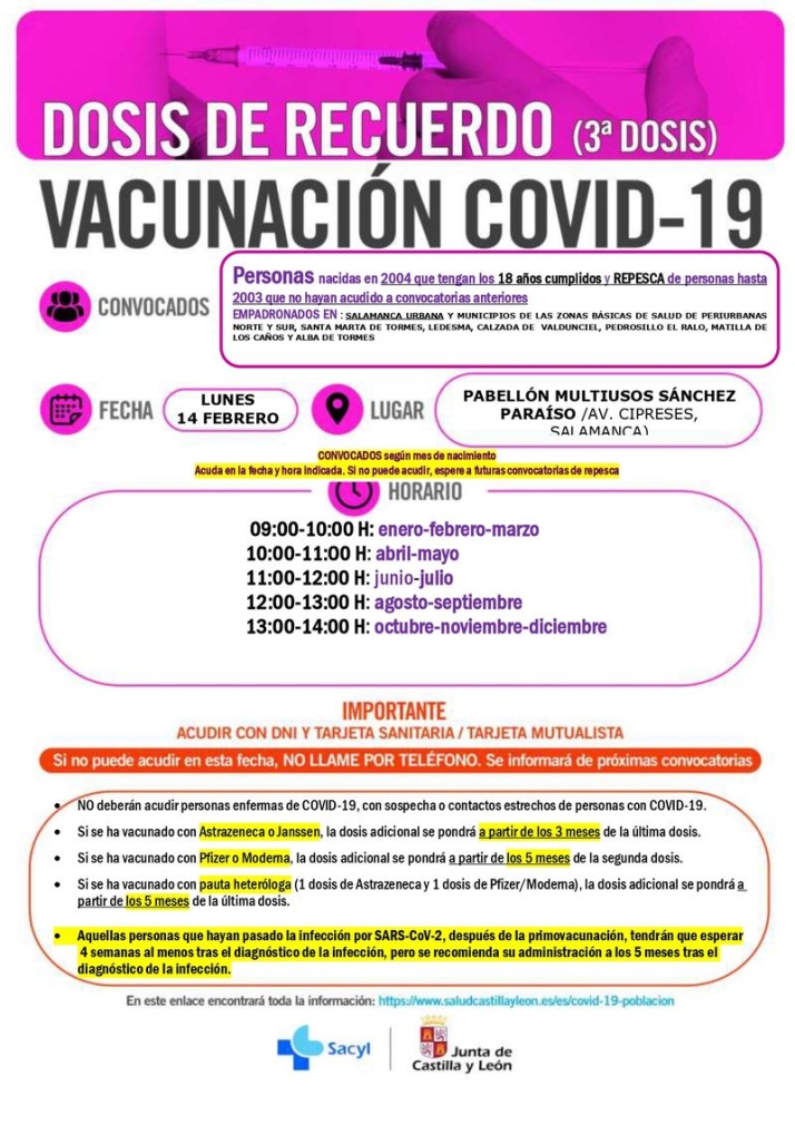 Nuevas vacunaciones para los nacidos en 2004, menores de 2010 y 2011, y repescas de otros a&ntilde;os | Imagen 1
