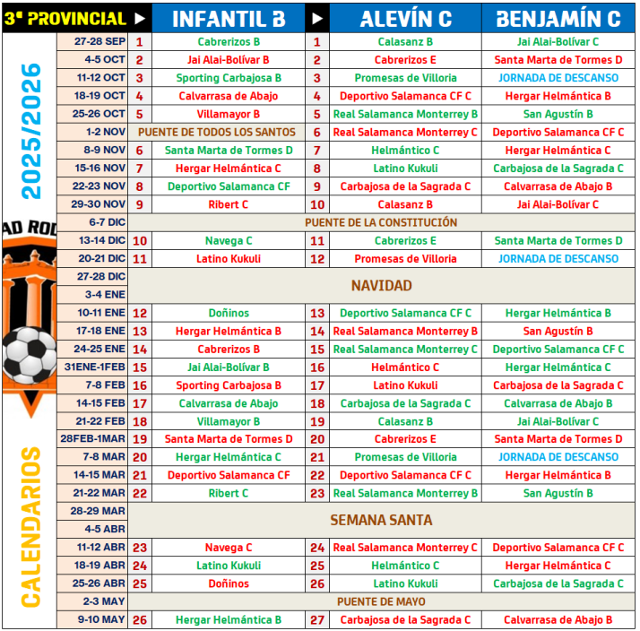 Disponibles los calendarios restantes del Ciudad Rodrigo CF, que finalmente tendr&aacute; 13 equipos | Imagen 1
