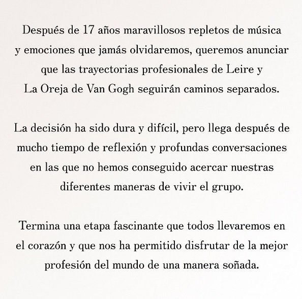 'La Oreja de Van Gogh' se rompe: Leire se va tras 17 a&ntilde;os y este es su comunicado  | Imagen 1