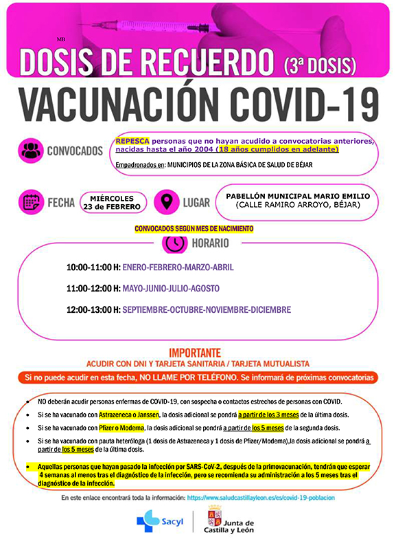 Jornada de repescas para la Zona de B&aacute;sica de salud de B&eacute;jar | Imagen 1