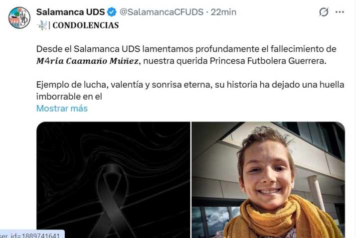 El mundo del deporte de Salamanca brinda todo su cari&ntilde;o a M4R&Iacute;A en su adi&oacute;s: Unionistas, el Salamanca UDS, el Perfumer&iacute;as Avenida... | Imagen 2