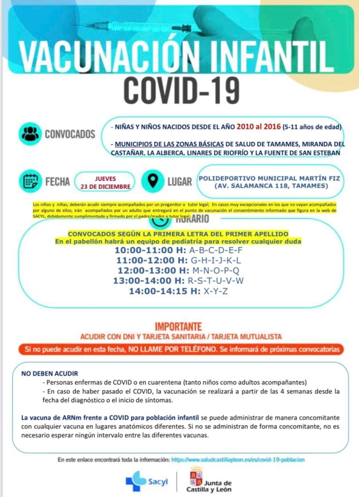 Tamames acoge la jornada de vacunaci&oacute;n infantil el pr&oacute;ximo jueves 23 | Imagen 1