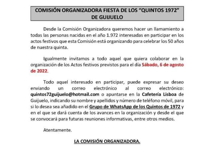 Los Quintos del 72 comienzan a organizar su fiesta | Imagen 1