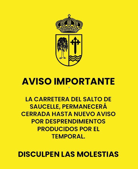 El Ayuntamiento de Saucelle corta al tr&aacute;fico la carretera del Salto por desprendimientos | Imagen 1