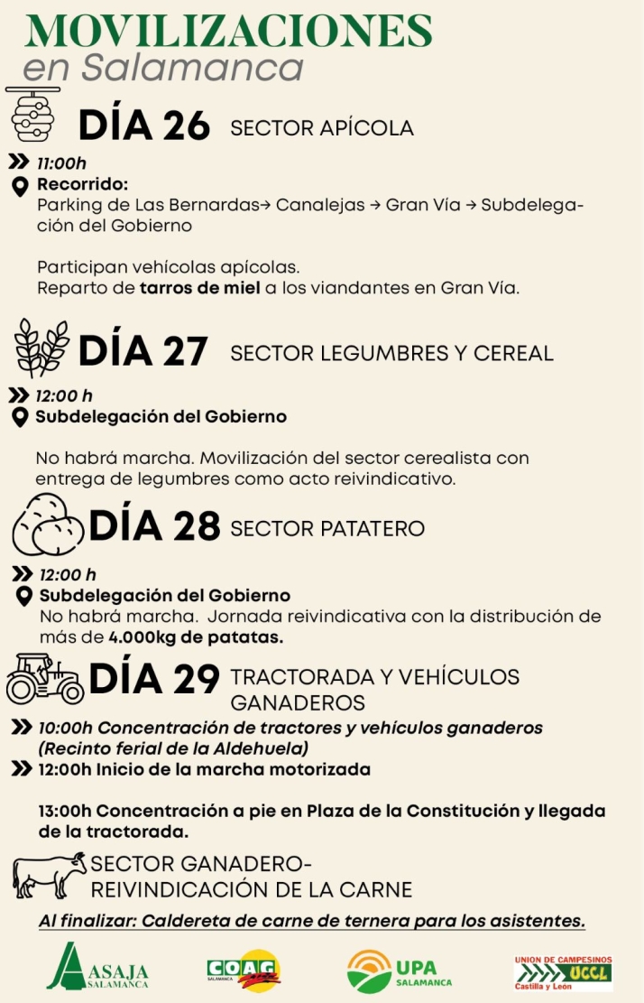 El campo salmantino inicia una semana de protestas que culminar&aacute; con una gran tractorada el jueves | Imagen 1