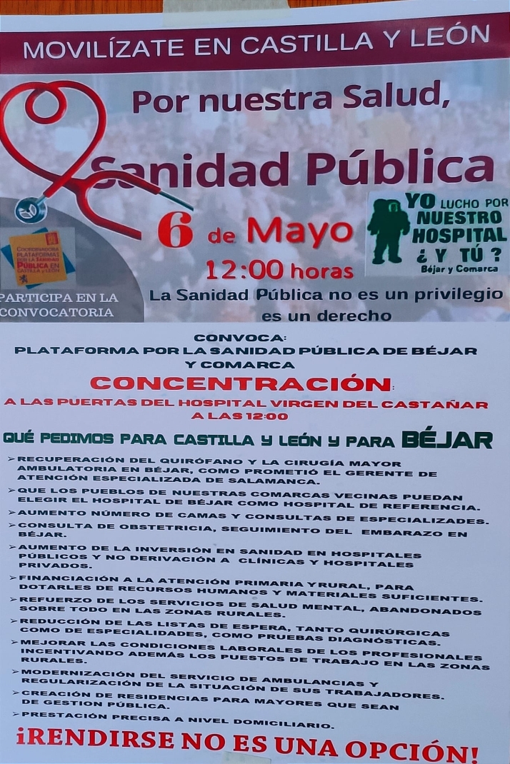 B&eacute;jar saldr&aacute; a la calle, otra vez, para defender la sanidad p&uacute;blica | Imagen 1