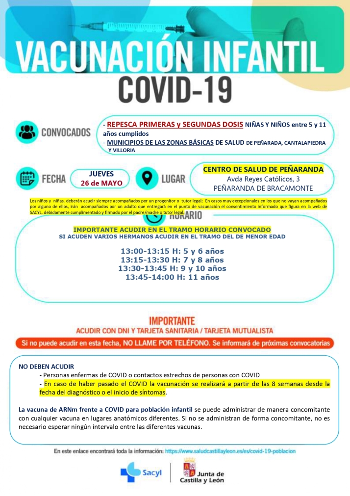 Nuevas convocatorias de vacunaci&oacute;n en Salamanca y provincia: repescas infantiles y terceras dosis en adultos  | Imagen 12