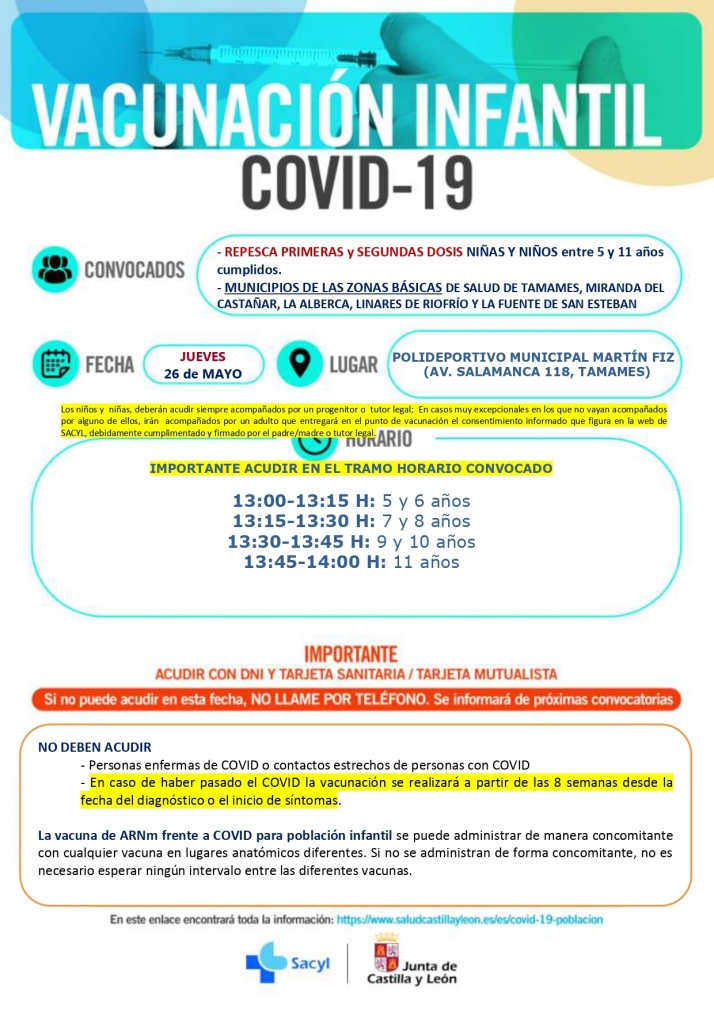 Nuevas convocatorias de vacunaci&oacute;n en Salamanca y provincia: repescas infantiles y terceras dosis en adultos  | Imagen 13