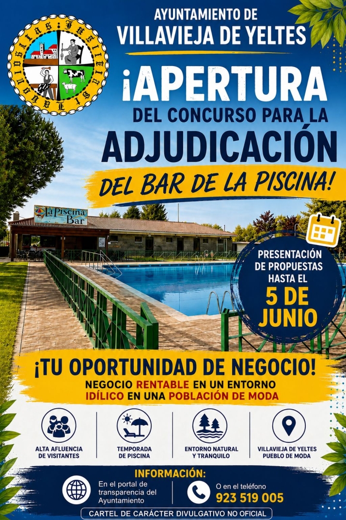 Oportunidad de negocio en Villavieja: sale a licitaci&oacute;n el bar de las piscinas | Imagen 1